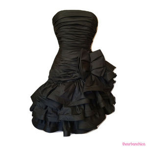 VTG Glam Rock! Julie Duroche Black Ruffle Dress